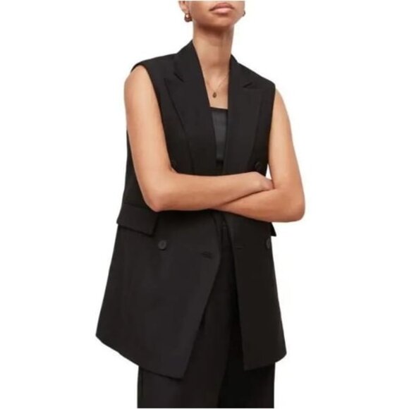 AllSaints Hanah Sleeveless Double Breasted Blazer – Black, Size US 10 - Picture 3 of 11